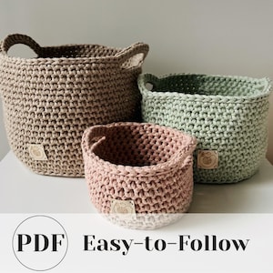 Easy Crochet Basket Pattern: 3 Sizes, Home Organization (PDF Pattern)