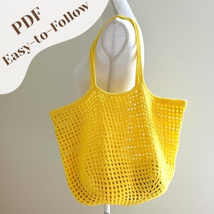 Crochet Bag Pattern - Beach Tote Bag PDF - Beginner Crochet Bag - Mesh Bag Pattern - Summer Tote - Summer Shoulder Bag