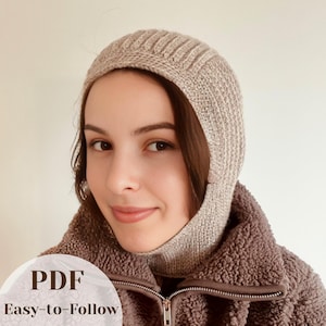 かぎ針編みのバラクラバのパターン、わかりやすいフードのチュートリアル、PDFの即時ダウンロード