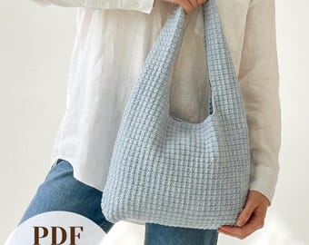 Crochet Bag Pattern, Easy to Follow Cotton Hobo Bag, Instant Download PDF