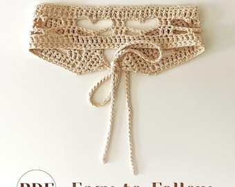 Patrón de diadema de encaje con corazones a crochet - Descarga fácil en PDF