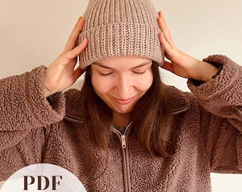 Wzór na czapkę szydełkową, czapka dzianinowa, natychmiastowe pobranie pliku PDF