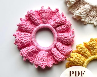 Patroon gehaakt scrunchie: eenvoudige zelfstudie haarelastiekje (pdf-download)