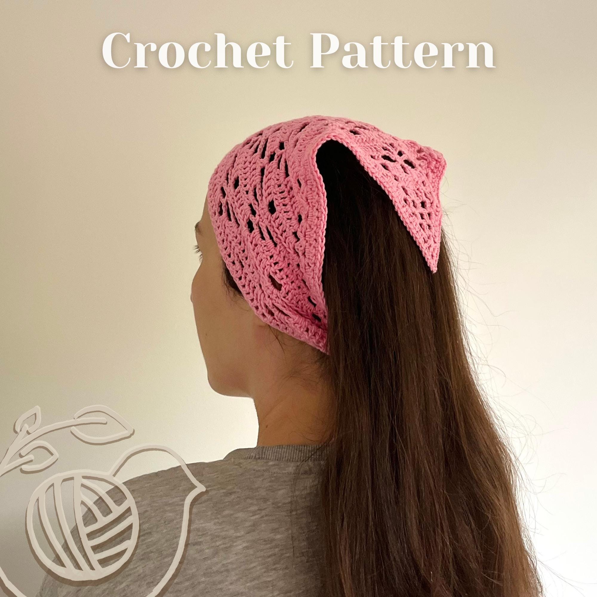 Crochet Bandana Pattern: Pink Flower Butterfly Headscarf  display picture 1