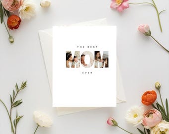 Personalized Happy Mother's day Card, Add your photos, Best mom, Custom message inside or Blank card, Mother’s Day Card from Daughter or Son