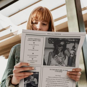 Jornal de aniversário personalizado | Presente de aniversário personalizado estilo tabloide | Lembrança de aniversário engraçada e emocionante | Tamanhos A4, Carta EUA, Tabloide