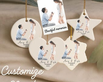 Engagement Ornament – Couple Gift - Custom Names Christmas Decoration – Personalized Family Tree Ornament - Front print