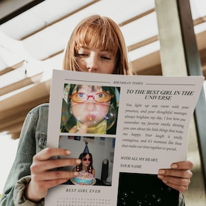 Jornal de aniversário personalizado | Presente de aniversário personalizado estilo tabloide | Lembrança de aniversário engraçada e emocionante | Tamanhos A4, Carta EUA, Tabloide