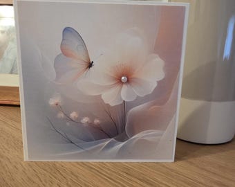 水彩画の蝶と花のカード