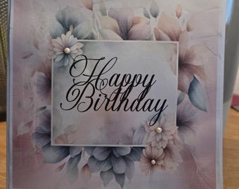 ハッピーバースデー ハンドメイドグリーティングカード - パステルデザイン