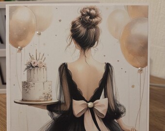 Ladies Watercolour Design Birthday Card