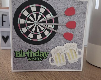 Darts & Beer Birthday Card - Handmade