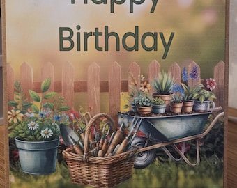 Happy Birthday Handmade Card - Garden
