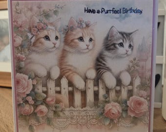 フェンスの猫たちの完璧な誕生日カード