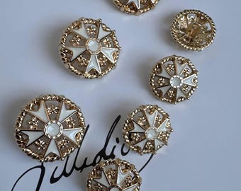 Gold Metal Coat Buttons: Contemporary Blazer Buttons, Made in Italy (4 Pieces
