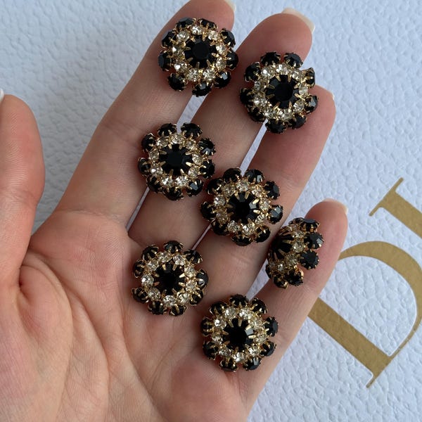 Black Rhinestone Buttons - Etsy