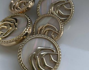 Luxury Pearl Effect Buttons – Gold Metal Shank Buttons, Peach Powder Color, Decorative Buttons for Coats, Jackets, Dresses, DIY Sewing 18/23