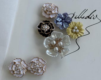 Couvercles De Boutons Perle Fleur - 2 Pièces, Accessoire De Décoration Pour Chemise Et Blouse