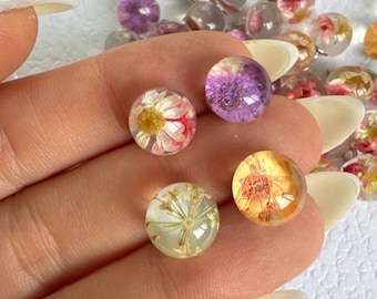 Handmade Floral Resin Buttons – Real Dried Flowers | 1 cm | 4 Colors | Unique Shirt Buttons,Flower Shank Buttons: 10mm, Set of 10