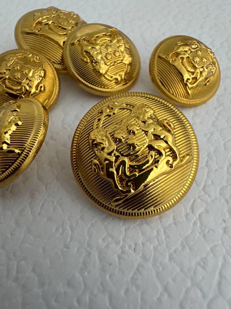 Luxury Gold Blazer Buttons – Heavy Cast Metal Buttons With Heraldic ...