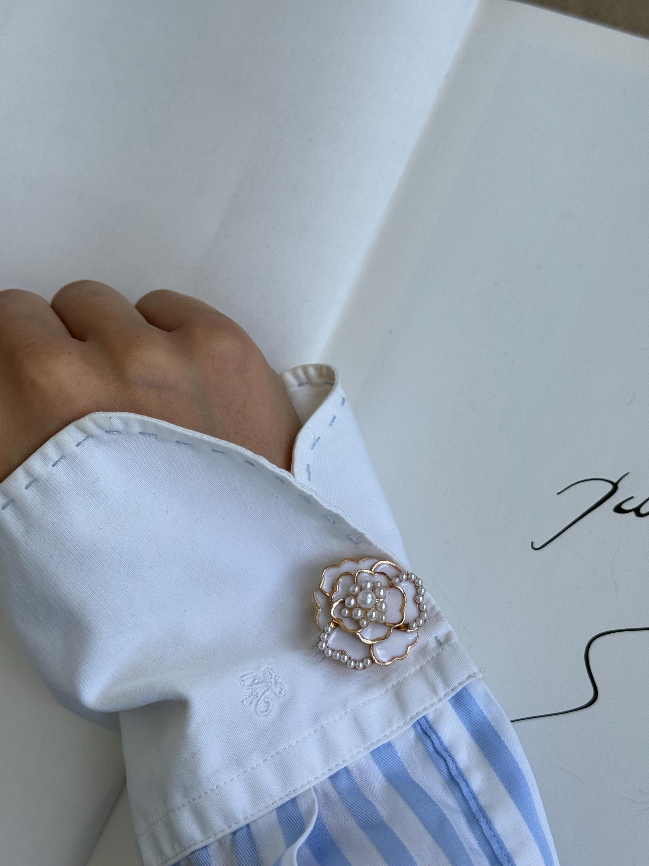 Pearl Flower Button Covers - 2 Pieces Shirt Button Covers