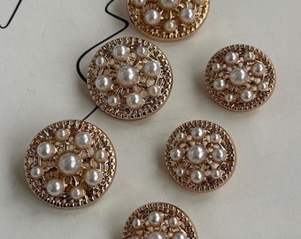 Luxury Metal Shank Buttons in Pearl & Gold, 20mm / 25mm White and Gold  Designer Buttons for sewing Blazer/Jacket/Coat/Sweater/Cardigan