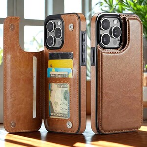 Capa tipo carteira magnética para iPhone 16, 15, 14, 13, 12, 11 Pro Max XS XR SE com 8 compartimentos para cartões