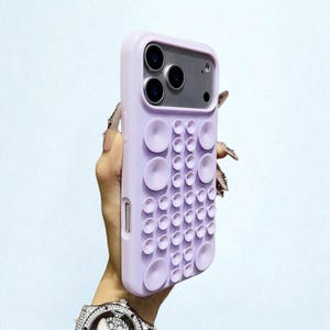 Sticky Suction Silicone Case for iPhone 17 16 15 14 Anti Slip Grip Purple