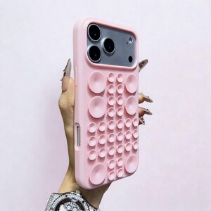 Sticky Suction Silicone Case for iPhone 17 16 15 14 Anti Slip Grip Pink