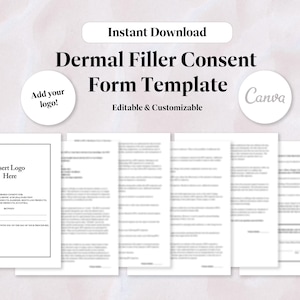 Dermal Filler Consent Form Template | Editable Canva Template | MedSpa Form | Nurse Injector Form | Clinic Form | Digital Download Form