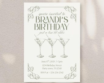 Martini Birthday Invitation: Customizable Cocktail Party Template (Digital Download)
