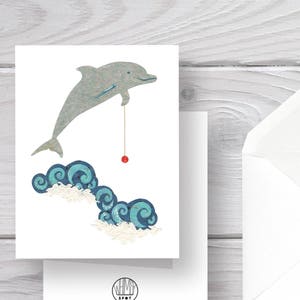 Delfin Karte-Delfin-Delfin Print-Ocean Animal-Delfin Art-Monterey Bay-Bay Area-Delfin Grußkarte-Delphin Grußkarte-Yoyo
