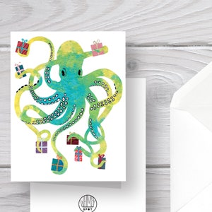 Octopus Card-Octopus-Octopus Art-Octopus Print-Ocean Card-Ocean Animal-Birthday Card-Birthday-Happy Birthday-Presents-Birthday Octopus