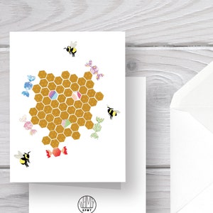 Bee Card-Bees-Save the Bees-Candy Card-Honey Card-Honeycomb-Honeycomb Card-Bee Stationery-Natures Candy-Blank Inside-Bee Greeting Card