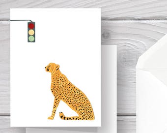 Cheetah Card-Cheetah-Cat-Cat Card-Cat Art-Cat Print-Cheetah Print-Cheetah Art-Safari Card-Cat Stationery-Safari Stationery-Big Cat