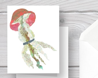 Jellyfish Card-Jellyfish-Jellyfish Art-Jellyfish Print-Ocean Card-Ocean Animal-Fashion Card-Jellyfish Greeting-Style Icon-Fashion Design