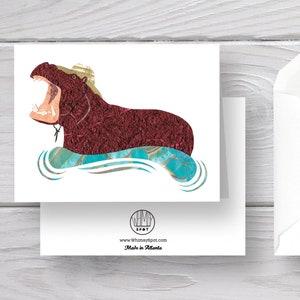 PRE-ORDER-Hippo Card-Hippopotamus-Hippo Card-Hippo Greeting-Sunscreen-Sun Hat-Water Horse-Hippopotamus Card