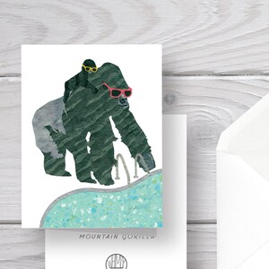 Gorilla Card-Mountain Gorilla-Father&#39;s Day-Endangered-Gorilla Card-Gorilla Art-Gorilla Print-Gorilla Greeting-Jungle Card-Vacation Card