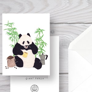 Panda kaart-Panda-koffie kunst-koffie kaart-reuzenpanda-Panda kunst-Panda briefpapier-Panda wenskaart-briefpapier-