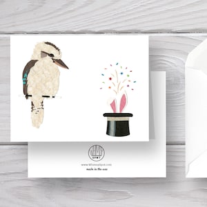 Kookaburra Card-Kookaburra-Magic-Rindo Kookaburra-Austrália Card-Magic Card-Kookaburra Greeting-Australia Greeting Card-Magic Cartola