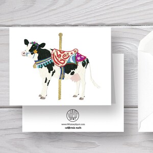 Cow Card-Holstein Cow-Cow Greeting-Cow Gift-Carousel-Carousel Card-Farm Card-Farm Gift-Farm Animal-Carousel Gift