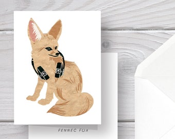 Fennec Fox Card-Fennec Fox-Fox Art-Fox Print-Desert Card-Headphones Card-DJ card-Cute Fennec-Cute Fox-Cute Fox Card