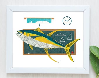 PRE-ORDER-Yellowfin Tuna Print-Yellowfin Tuna-School Print-Elementary School-Nursery Decor-Nursery Wall Art-Ocean Art-Kids Room-Ocean Decor