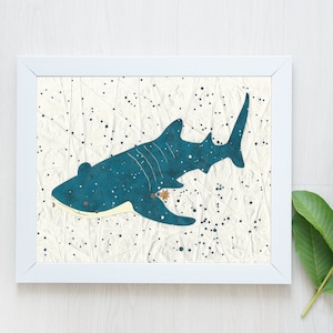 Whale Shark Print-Shark Art-Star Chart Print-Star Chart-Nursery Decor-Nursery Wall Art-Whale Shark Art-Shark Wall Art-Animal Art-Paper Shark