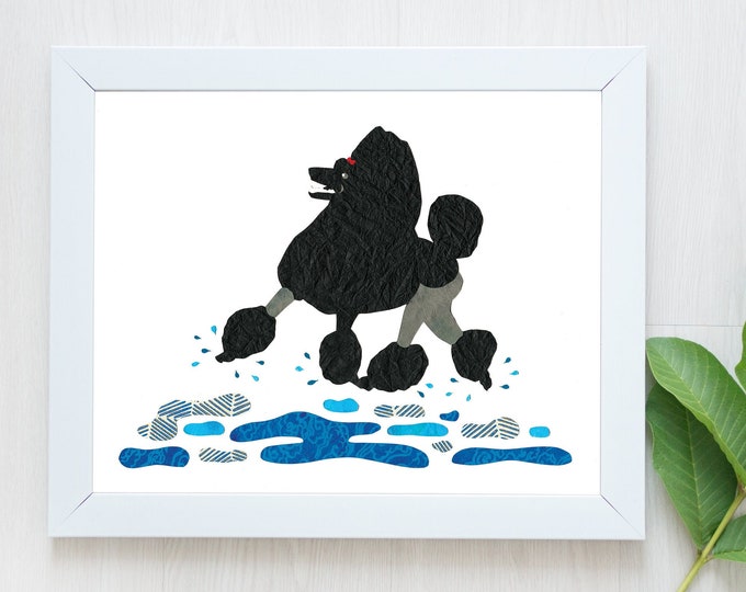 PRE-ORDER-Poodle Print-Standard Poodle-Dog Print-Poodle Art-Poodle Wall Art-Animal Art-Black Standard Poodle-Dancing Poodle-Poodle Present