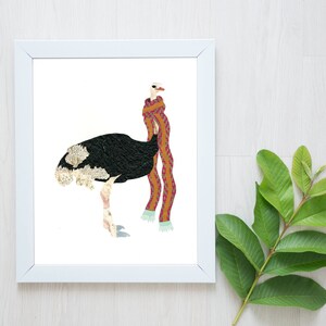 Ostrich Print-Ostrich-Scarf-Nursery Decor-Nursery Wall Art-Bird Art-Bird Print-Ostrich Wall Art-Animal Art-Paper Ostrich-African Animal