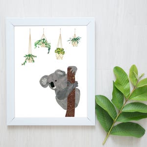 Koala Print-Koala-Koala Art-Nursery Decor-Nursery Wall Art-Koala Wall Art-Animal Art-Kids Room-Macrame-Hanging Plants