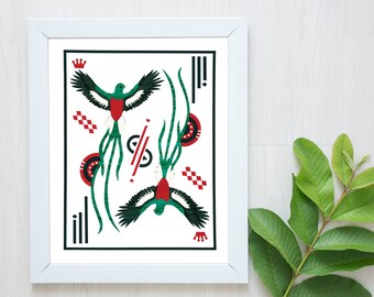 PRE-ORDER-Quetzal Print-Quetzal-Quetzal Art-Quetzal Bird-Bird Wall Art-Jungle Art-Jungle Print-Kids Room-Jungle Decor-Playing Card-Queen