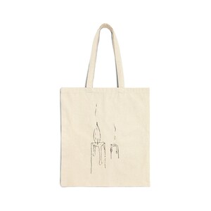 Candle Tote Bag, Eco-Friendly Shopping Bag, Reusable Grocery Bag, Hand-Drawn Design