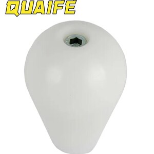 May include: A white, teardrop-shaped knob with a metal insert at the top. The word "QUAIFFE" is printed in yellow block letters above the knob. The knob has a smooth, glossy finish and is set against a white background.